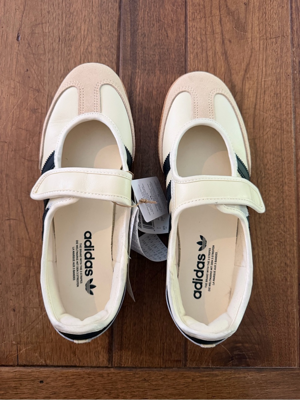adidas Cream and Black Mary-Jane Style Flats